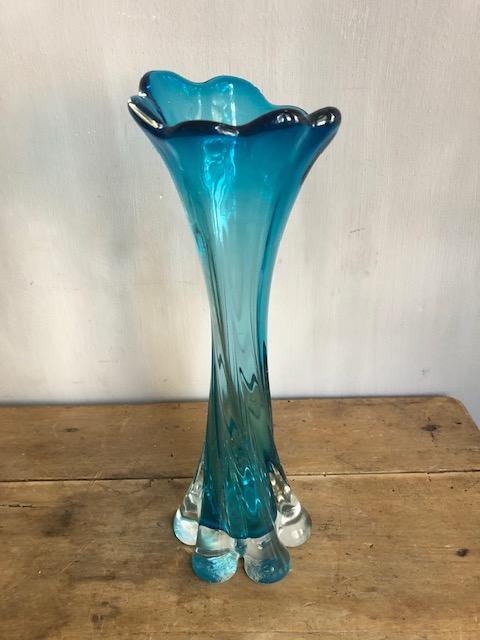 vintage glazen vaas blauwe