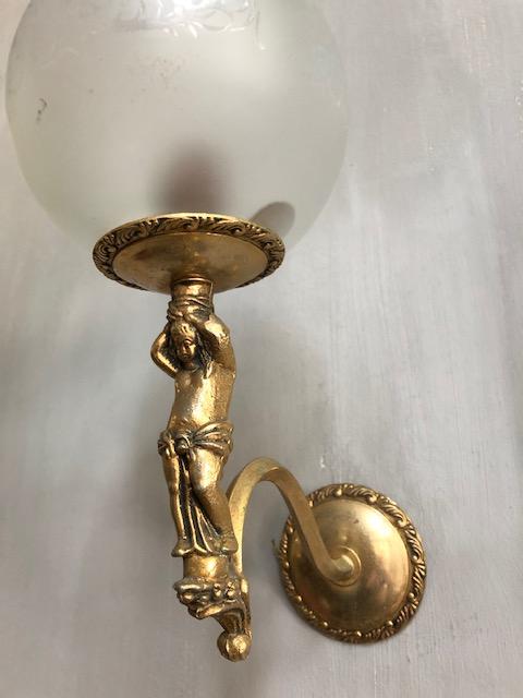 gouden wandlamp met engeltje barok goud messing vintage brocante antiek