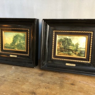 Set Franse schilderijtjes Helca techniek van kunstwerken van Corot en Constable