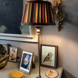 Vintage gouden tafellampje met prachtige kap | Verkocht