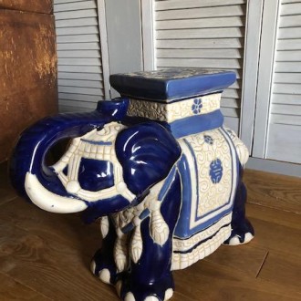Vintage blije olifant XL in blauw | Verkocht