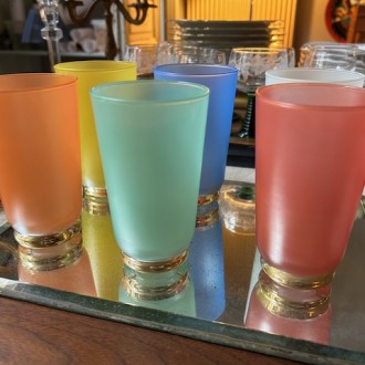 Vintage limonade glazen in kleur | Verkocht