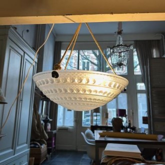 Klassieke Franse hanglamp van blauw glas | Verkocht